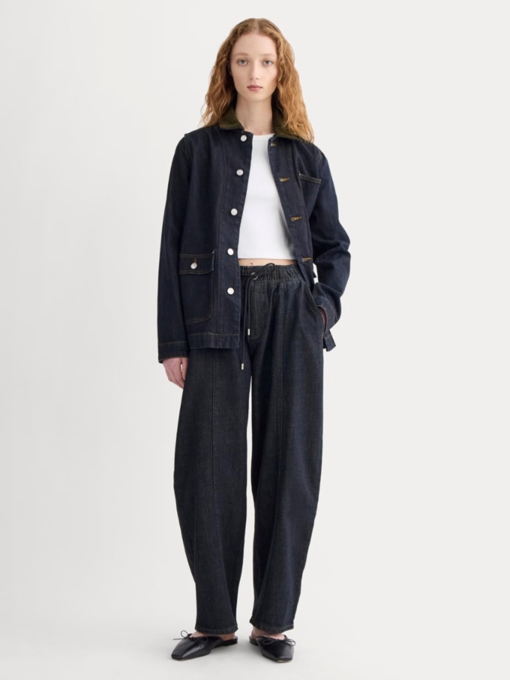 Everlane Women's Drawstring Baggy Jean in Dark Indigo, Size Small, Cotton
